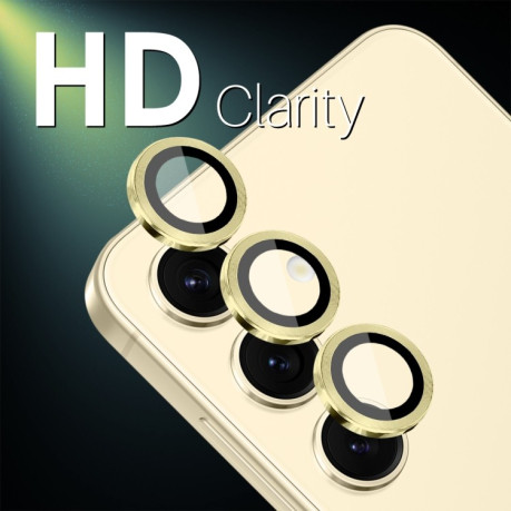 Защитное стекло NORTHJO Glitter Camera Lens Protector Tempered Glass Metal Ring на Samsung Galaxy S25 5G - золотое