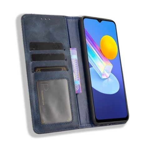Чохол-книжка Magnetic Buckle Retro Crazy Horse Texture для Vivo Y72 5G/iQOO Z3 5G - синій