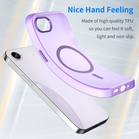 Противоударный чехол MagSafe Frosted Translucent TPU + PC для iPhone 16e - фиолетовый