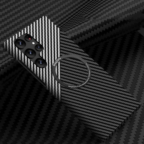 Протиударний чохол Carbon Fiber Texture (MagSafe) для Samsung Galaxy S25 Ultra 5G - чорно-сріблястий