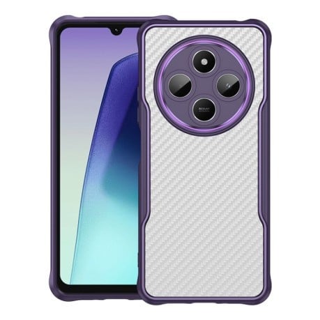 Ударозащитный чехол Carbon Fiber Texture MagSafe Translucent на Xiaomi Redmi A4 5G - фиолетовый