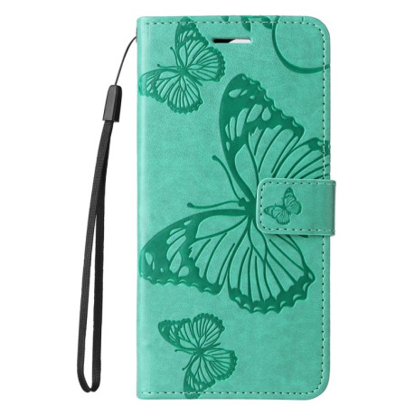 Чехол-книжка Embossed Butterfly для iPhone 16e - зеленый