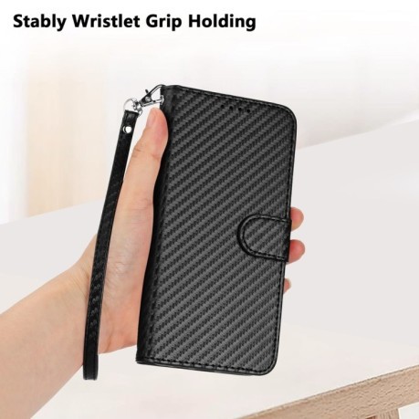 Чехол-книжка Carbon Fiber Texture на Samsung Galaxy S25 Ultra 5G - черный