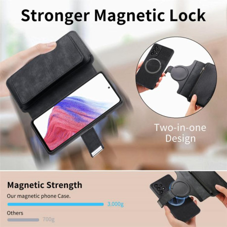 Чохол-книжка CaseNeo MagSafe RFID Anti-theft Zipper Wallet Retro Leather для Realme GT 7 Pro - чорний
