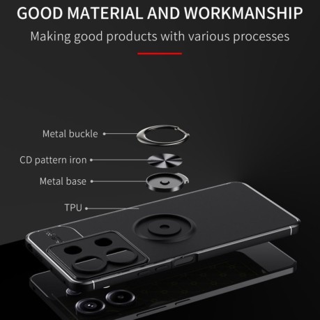 Ударозахисний чохол Metal Ring Holder для Xiaomi Redmi Note 13 Pro 5G/Poco X6 5G - чорно-червоний