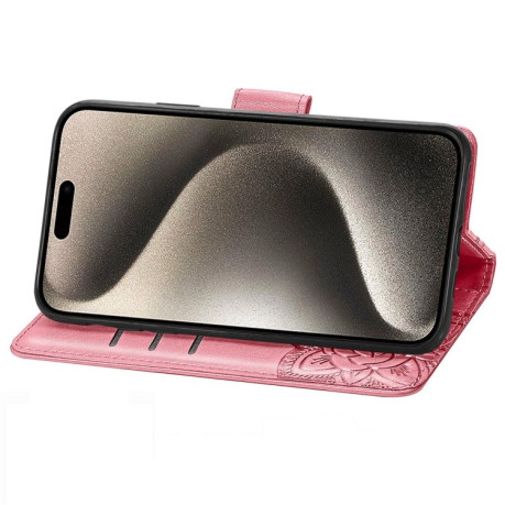 Чохол-книжка Butterfly Love Flower Embossed для iPhone 16 - рожевий