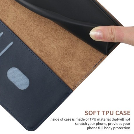 Шкіряний чохол-книжка Genuine Leather Fingerprint-proof для Xiaomi Poco X4 GT - синій