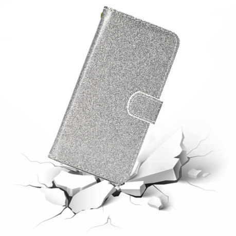 Чехол-книжка Glitter Powder на iPhone 12/12 Pro - серебристый