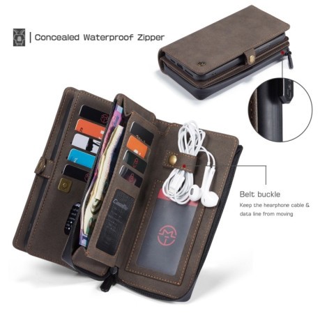 Шкіряний чохол-гаманець CaseMe 018 на iPhone 11 - коричневий