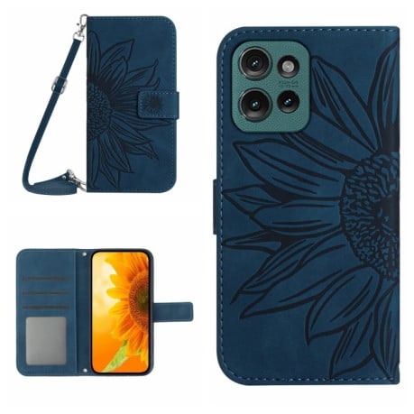 Чехол-книжка Skin Feel Sun Flower для Motorola Edge 50 Neo 5G - синий
