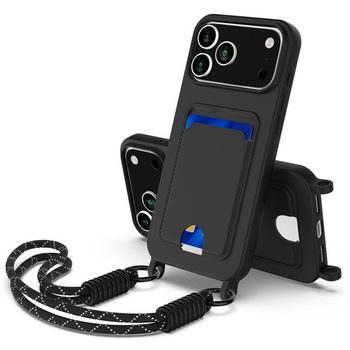 Силіконовий чохол Integrated Card Bag Solid Color Liquid Silicone на iPhone 18 Pro Max / 17 Pro Max — чорний