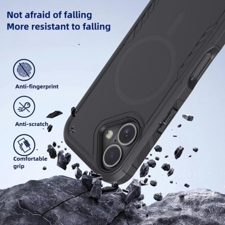 Противоударный чехол Kalebol 2 in 1 Matte с MagSafe на iPhone 17 - черный