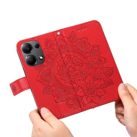 Чехол-книжка 7-petal Flowers Embossing для Xiaomi Redmi Note13 Pro 4G Global/Poco M6 Pro 4G - красный