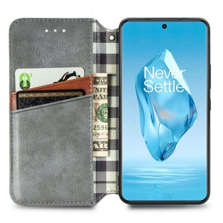 Чохол-книжка Cubic Grid для OnePlus Ace 3 Pro - сірий
