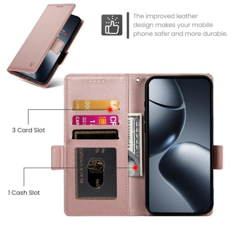 Чохол-книжка Side Buckle Magnetic Frosted Leather для Xiaomi 14T Pro - рожеве золото