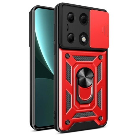 Противоударный чехол Camera Sliding для Xiaomi Redmi Note 13 Pro 4G / Poco M6 Pro 4G- красный