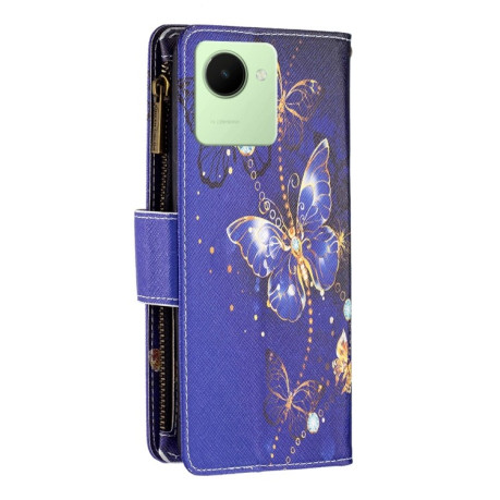 Чехол-кошелек Colored Drawing Pattern Zipper для Realme C30 - Purple Butterfly