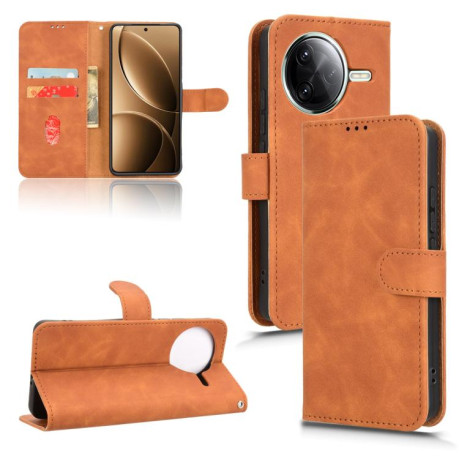 Чехол-книжка Retro Skin Feel Business Magnetic на Xiaomi Poco F7 Pro / F7 Ultra - коричневый