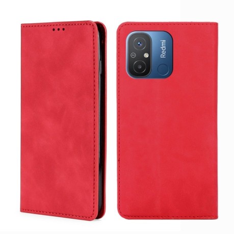 Чехол-книжка Retro Skin Feel Business Magnetic на Xiaomi Redmi Poco C55/Redmi 12C/11A - красный