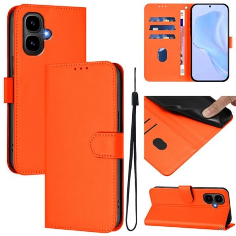 Чехол-книжка с мягким покрытием (Skin Feel) со шнурком на Infinix Smart 10 4G - оранжевый