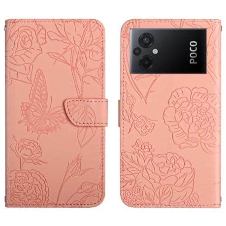 Чохол-книжка Skin Feel Butterfly Embossed Xiaomi Poco M5 4G/5G/M4 5G - рожевий