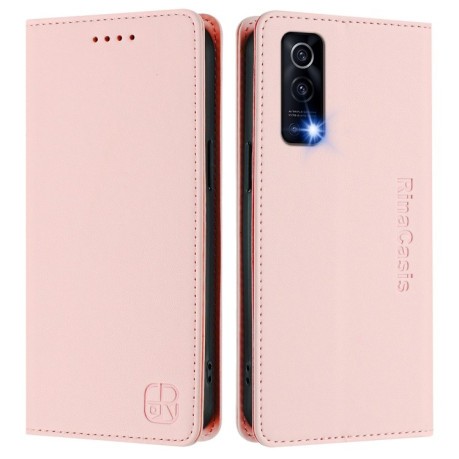 Чехол-книжка RC01 Dual-Folded Magnetic Suction RFID Leather на Vivo Y72 5G / iQOO Z3 / Y52 5G - розовый