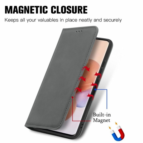 Чехол-книжка Retro Skin Feel Business Magnetic на Xiaomi 12 / 12X - серый