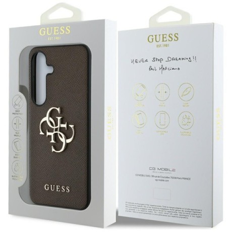 Оригинальный чехол Guess Grained Big 4G Logo Small Classic Logo для Samsung Galaxy S25 Plus - Brown