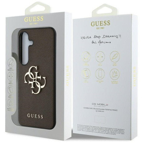 Оригінальний чохол Guess Grained Big 4G Logo Small Classic Logo для Samsung Galaxy S25 - Brown