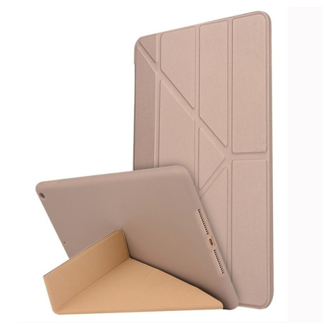 Чехол-книжка Solid Color Trid-fold Deformation Stand на iPad 9/8/7 10.2 (2019/2020/2021) -золотой