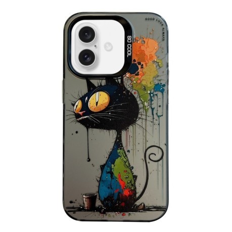 Чехол Animal Pattern Oil Painting Series для iPhone 16 Pro - Cat