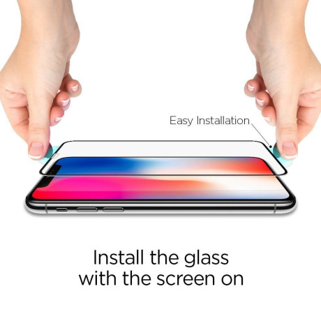 3d каленое защитное стекло Spigen Glass Fc для IPhone 11 Pro/X/Xs Black