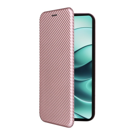 Чехол-книжка Carbon Fiber Texture на Xiaomi  Redmi Note 14 5G/Poco M7 Pro 5G  - розовый
