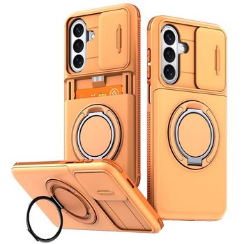 Чохол Escase зі шторкою камери та тримачем карт на Samsung Galaxy A56 5G / A37 5G / A27 5G — оранжевий