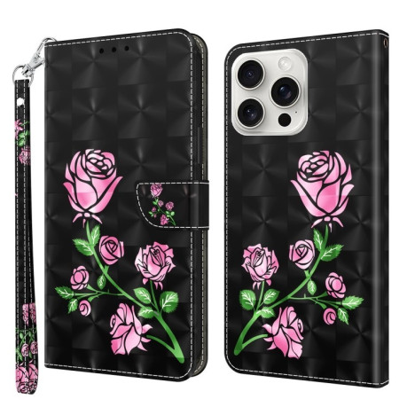 Чехол-книжка 3D Painting для iPhone 16 Pro Max - Rose
