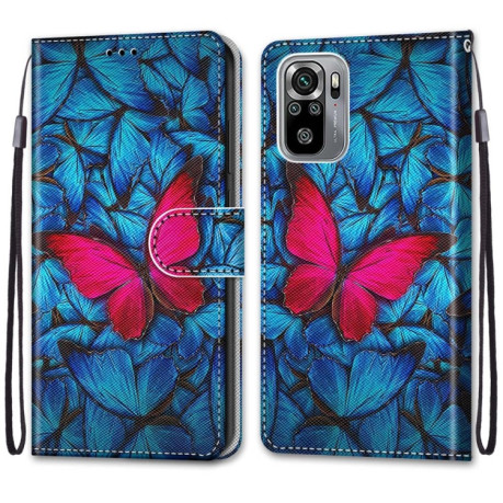Чохол-книжка Coloured Drawing Cross для Xiaomi Redmi Note 10 4G / Note 10S - Blue Red Butterfly