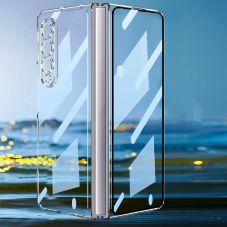 Протиударний чохол GKK Integrated Electroplating + Glass для Samsung Galaxy Fold4 - прозорий
