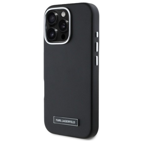 Оригинальный чехол Karl Lagerfeld FW Metal Plate MagSafe для iPhone 16 Pro - Black