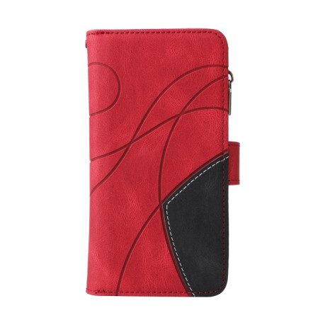 Чехол-книжка Dual-color 9 Card Slots Zipper Wallet Leather для Samsung Galaxy S25 Ultra 5G - красный