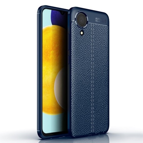 Противоударный чехол Litchi Texture на  Samsung Galaxy A03 Core - синий