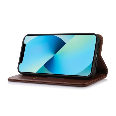 Кожаный чехол-книжка KHAZNEH Nappa Top для Samsung Galaxy A23 4G - коричневый