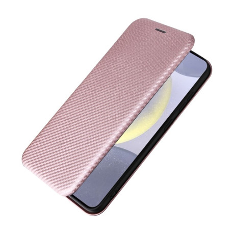 Чохол-книжка Carbon Fiber Texture  для Samsung Galaxy S25+ 5G - рожевий