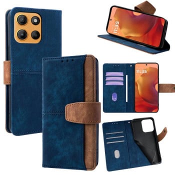 Чохол-книжка Color Stitching Skin Feel із захистом від сканування RFID та магнітним хлястиком на Motorola Moto G15/G15 Power - синій