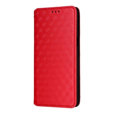 Чохол-книжка Cubic Grid з фактурою Calf для Realme Note 70T 4G / 70 4G — червоний