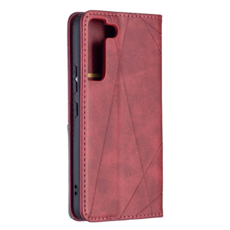 Чехол-книжка Rhombus Texture на Samsung Galaxy S22 5G - красный