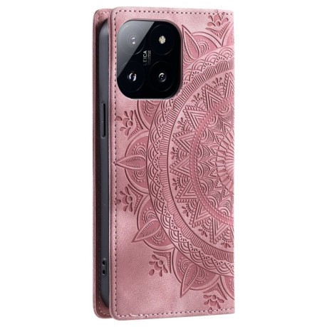 Чехол-книжка Totem Embossed Magnetic Leather для Xiaomi 14 - розовое золото
