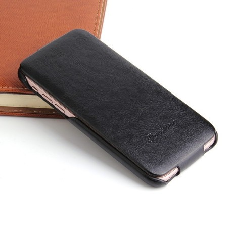 Кожаный флип-чехол Fierre Shann Retro Oil Wax Texture на  iPhone X / XS-черный