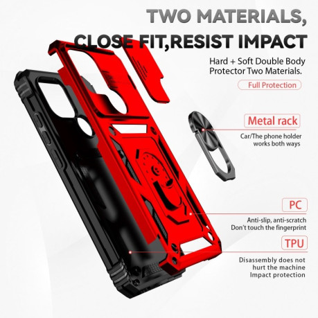 Противоударный чехол Sliding Camshield для Xiaomi Redmi A1/A2/A1+/A2+ - красный