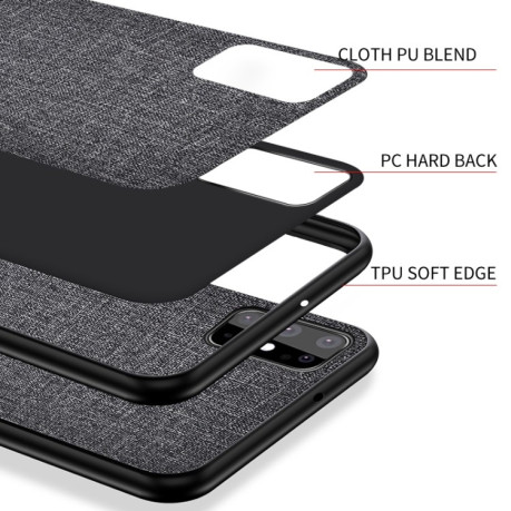 Противоударный чехол Cloth Texture на Samsung Galaxy S20 Plus - черный