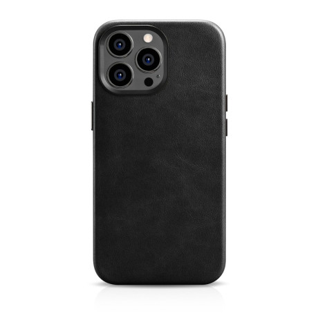 Шкіряний чохол iCarer Leather Oil Wax (MagSafe) для iPhone 14 Pro Max - чорний